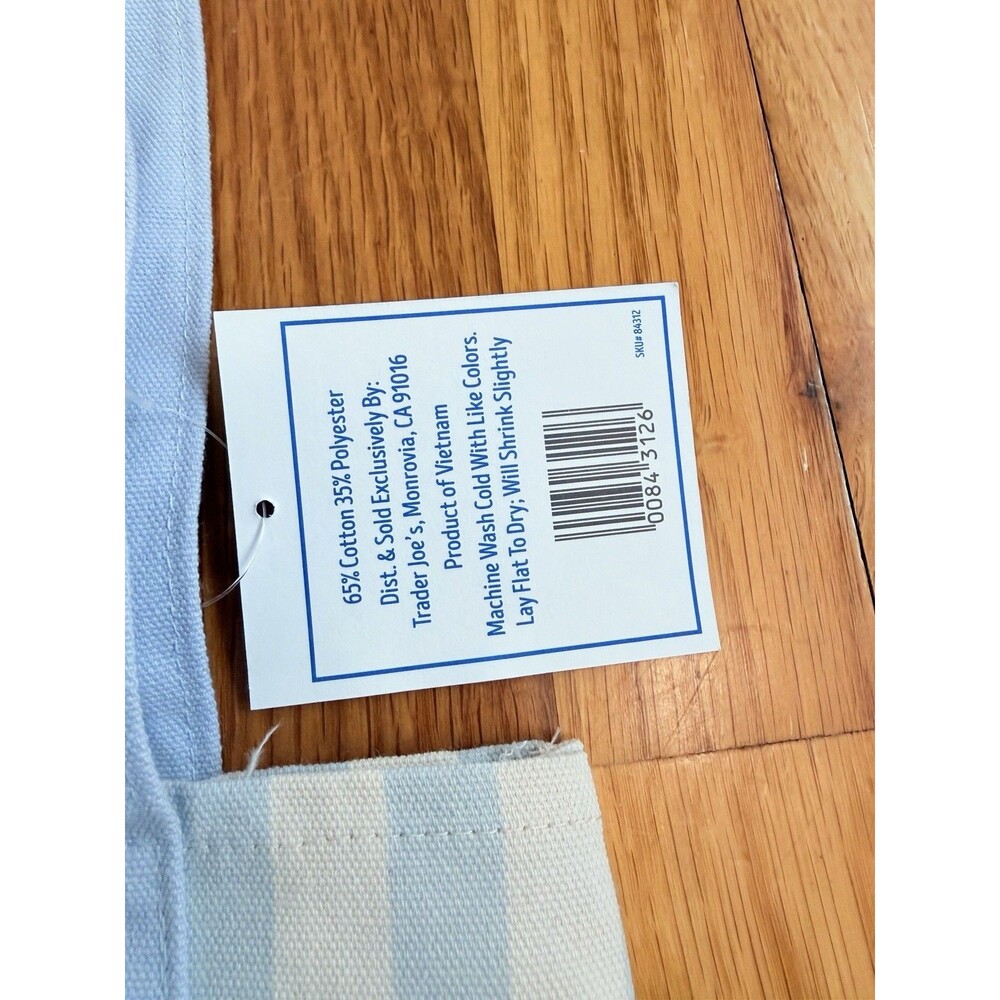 Trader Joe's Striped Mini Canvas Tote Bag - Light Blue/Cream NWT - Picture 6 of 8